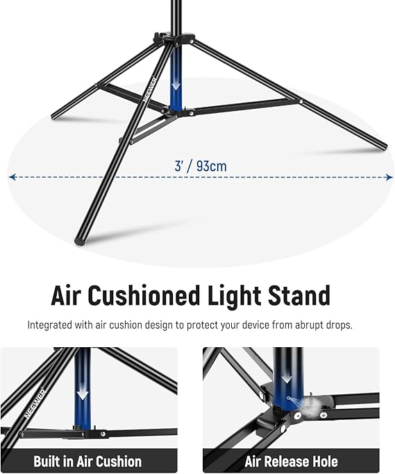 Aluminum Light Stand, 9.8ft/3m Adjustable Photography Stand with Boom Arm Aluminum Light Stand, 9.8ft/3m Adjustable Photography Stand with Boom Arm